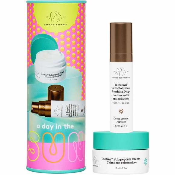 DRUNK ELEPHANT A DAY IN THE SUN 2-Pc Mini Set w/Protini Cream+D-Bronzi Drops NIB - Picture 2 of 5